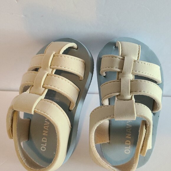 OLD NAVY BABY UNISEX FISHERMAN SANDALS "A STONE'S THROW" 6-12 MONTH SIZE 11 - Picture 1 of 9
